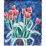 Hubert van Hille (1903-1983)Rode tulpen in een vaas doek, gesign. r.o., 1947-1947, 33 x 40 cm.