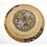 Borneo, East Kalimantan, Kenyah Kayan complex, sun hat,made of stitched palm leaf, the edges covered