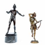 Abraham Richard (1881- ?), bronzen beeld van gladiator met zwaard en Anna Carrier, 20ste eeuw,