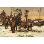 Willem de Zwart (1862-1931)De veemarkt in Hilversum in de winter doek, gesign. l.o., 46 x 66 cm. [1]