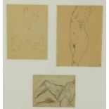 Toegeschreven aan Lucebert (1924-1994)Drie schetsen, samen ingelijst drie tekeningen, twee