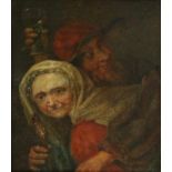 Hollandse school, 18e eeuwMan en vrouw met glas paneel, 26 x 22 cm. [1]