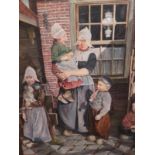 Hollandse school, gesigneerd Wzn. '51Volendamse familie doek, 120 x 100 cm. [1]