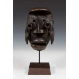 Ivory Coast, Dan-Bete, face mask, n'gre;mask with animal mouth with moveable lower jaw, a pair of