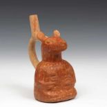 Peru, Moche, 500 v. Chr -750 n. Chr., stijgbeugelfles.Moche, stirrup vessel in the form of a deer