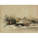 Johannes Bosboom (1817-1891)Boerenerf bij Waalsdorp inkt en aquarel, ongesigneerd, tent.: Museum