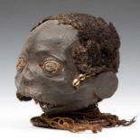 Nigeria, Cross River, Ekoi-Ejagham, crest dans mask;Cephalomorphic headdress of a human scull