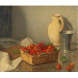 Salomon Garf (1879-1943)Stilleven met aardbeien in een mand doek, gesign. l.o., '40, 45 x 55 cm. [1]