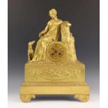 Frankrijk, pendule met bewerkte verguld bronzen wijzerplaat, Restauration, ca. 1820,in