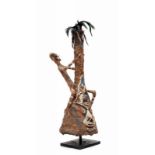 New Hebrides, Vanuatu, Malakula, ceremonial headdress,conical plant fiber mask with a seated