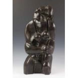 Oscar Jespers (1887-1970), zwart gepatineerd bronzen sculptuur;Kubistisch vrouwlijk naakt.
