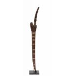 Sumatra, Batak, sword, piso ni datu,slightly curved metal blade with wooden hilt with three carved