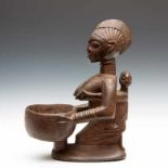 Nigeria, Yoruba, Ekiti, Efon-Alaye, offering bowl, olumeyeseated female figure with a child on her