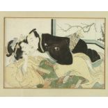 Kikugawa Eizan (1787-1867), houtsnede;Shunga. In lijst. abuna-é-oban [1]