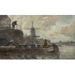 Frans Langeveld (1877-1939)Molen aan het water, Amsterdam, mogelijk de Singelgracht doek, gesign.