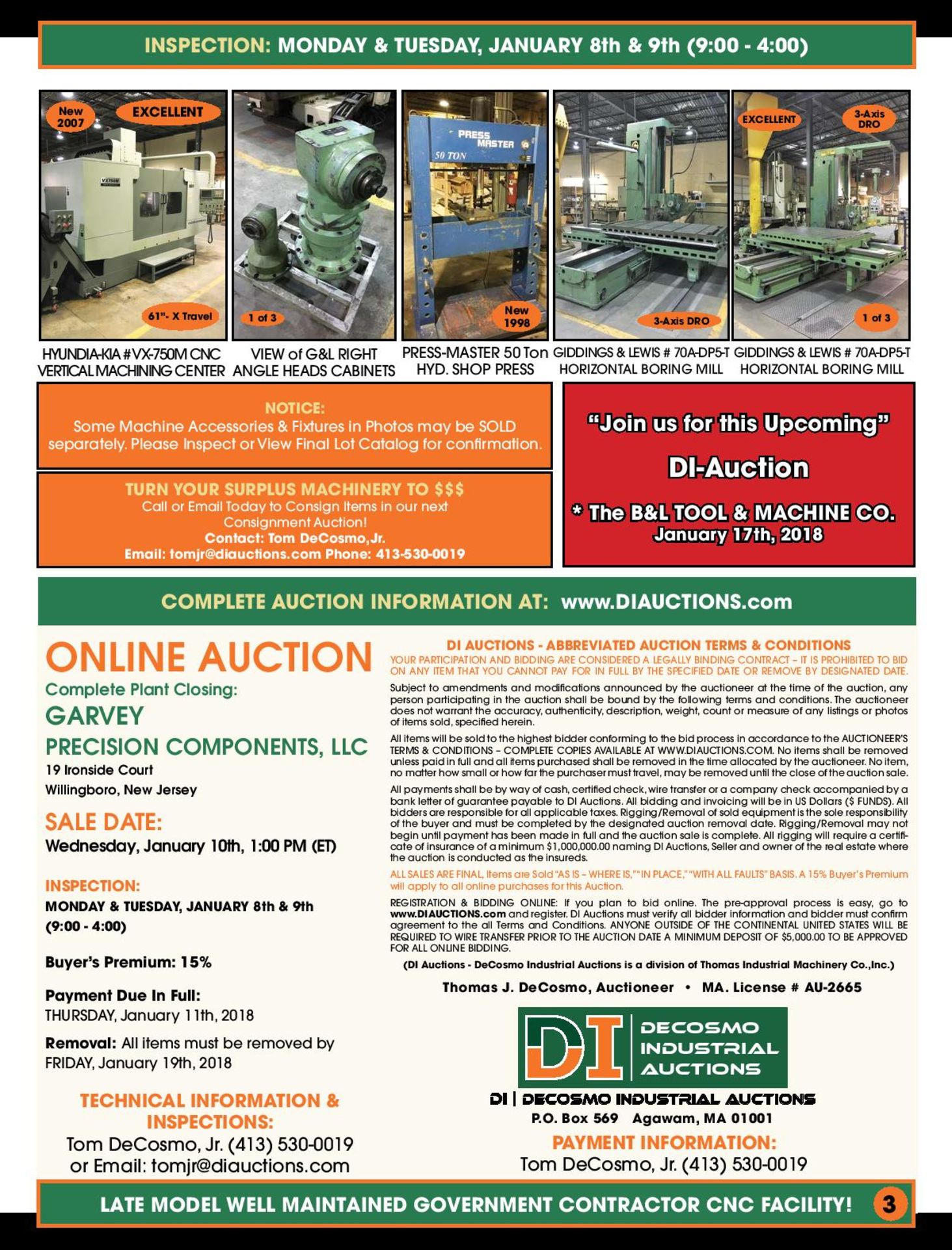 THIS AUCTION IS BEING CONDUCTED ON DeCOSMO INDUSTRIAL AUCTIONS WEBSITE. - Image 3 of 4