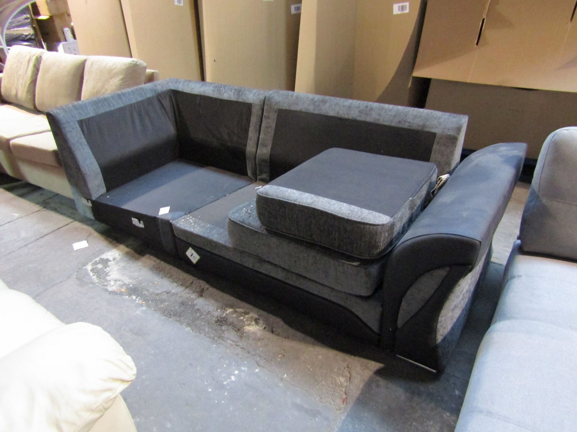 3 GREY AND BLACK SOFA SECTIONS