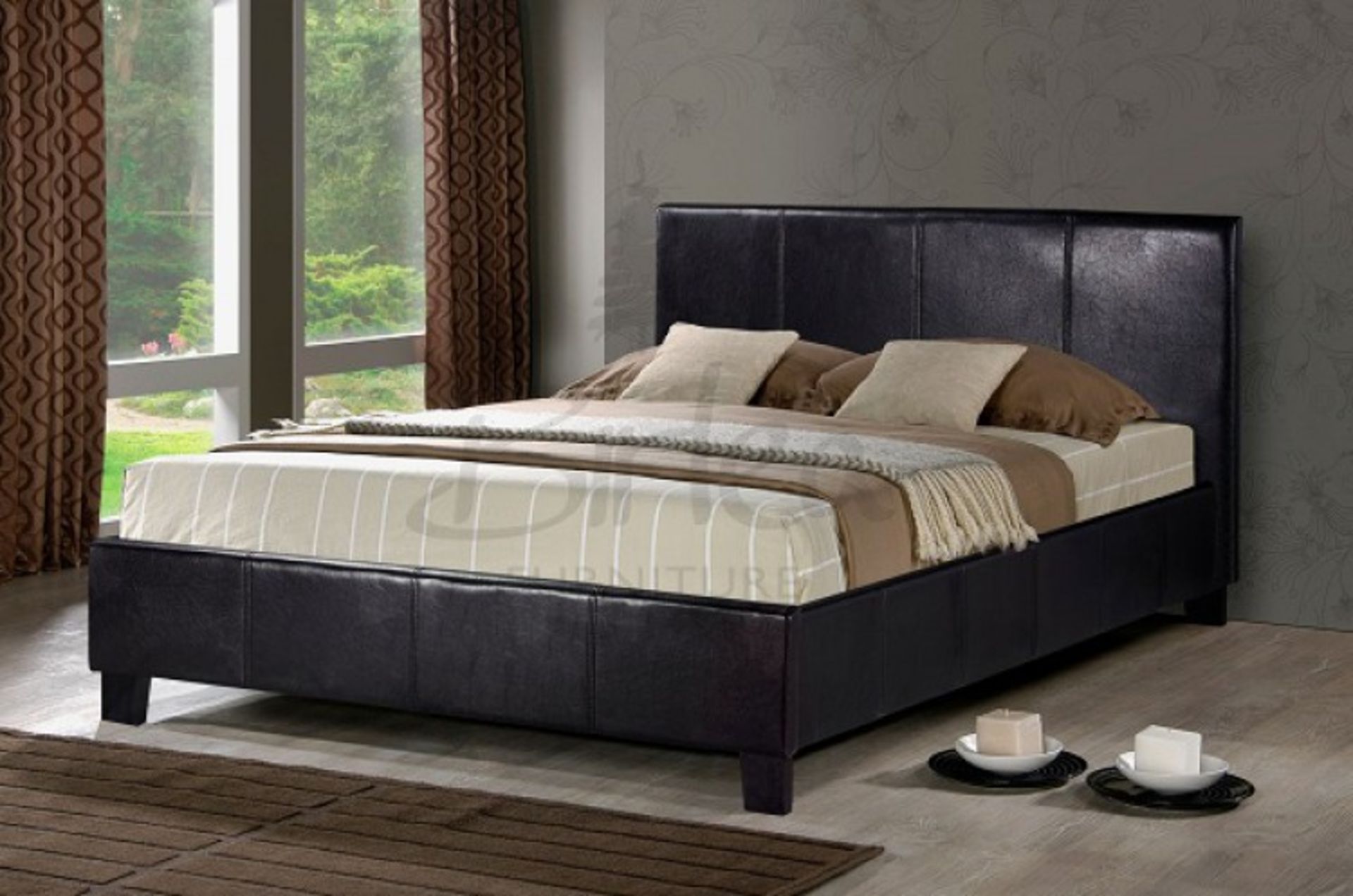 1 BRAND NEW BOXED BIRLEA BERLIN BROWN FAUX LEATHER 4FT SMALL DOUBLE OTTOMAN BED RRP £179.99