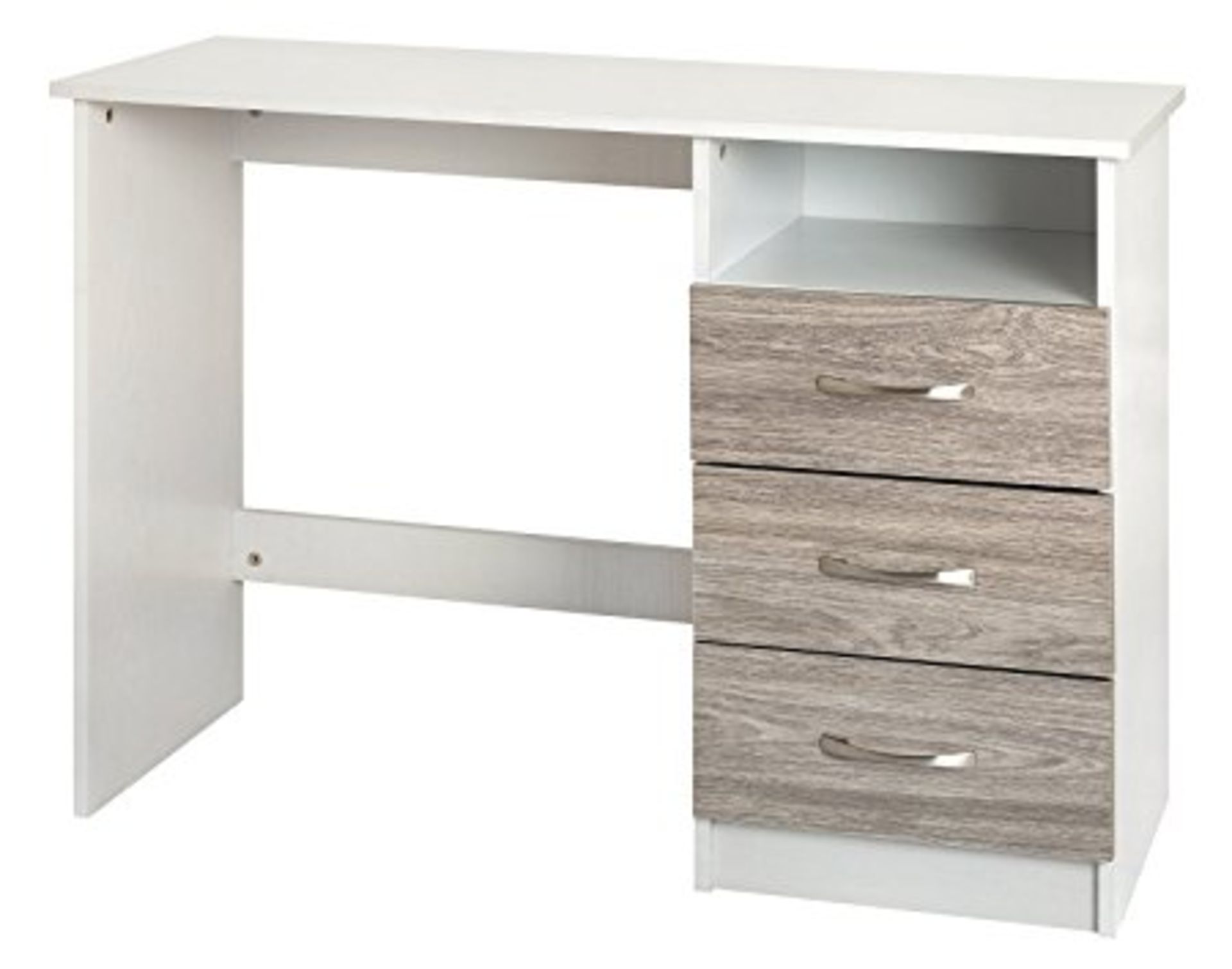 1 BOXED MARINA DRESSING TABLE IN WHITE/GREY OAK GLOSS