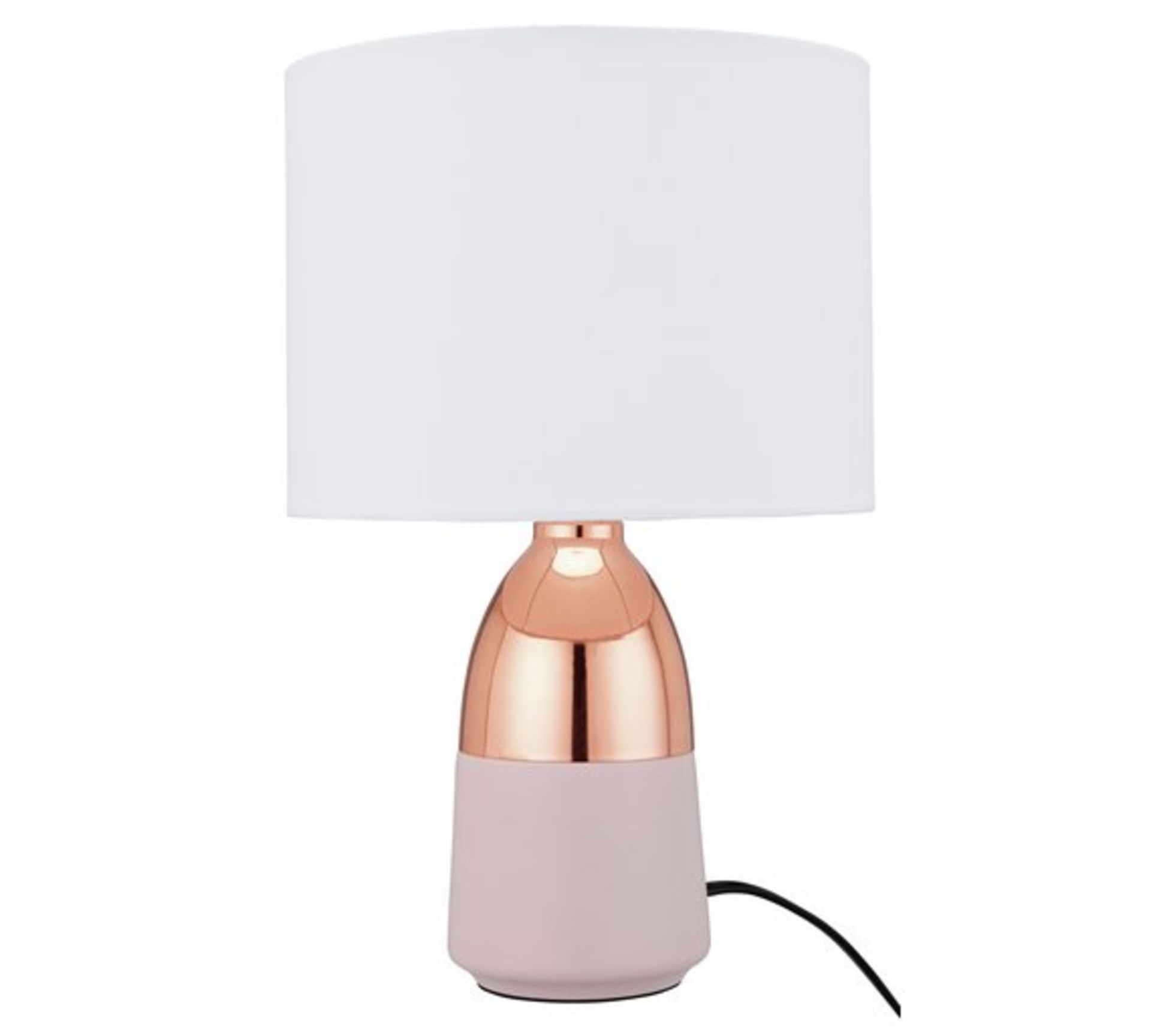 1 BOXED CHECKED AND REFURBISHED ARGOS DUNO TOUCH LAMP IN PINK AND COPPER (NO VAT)