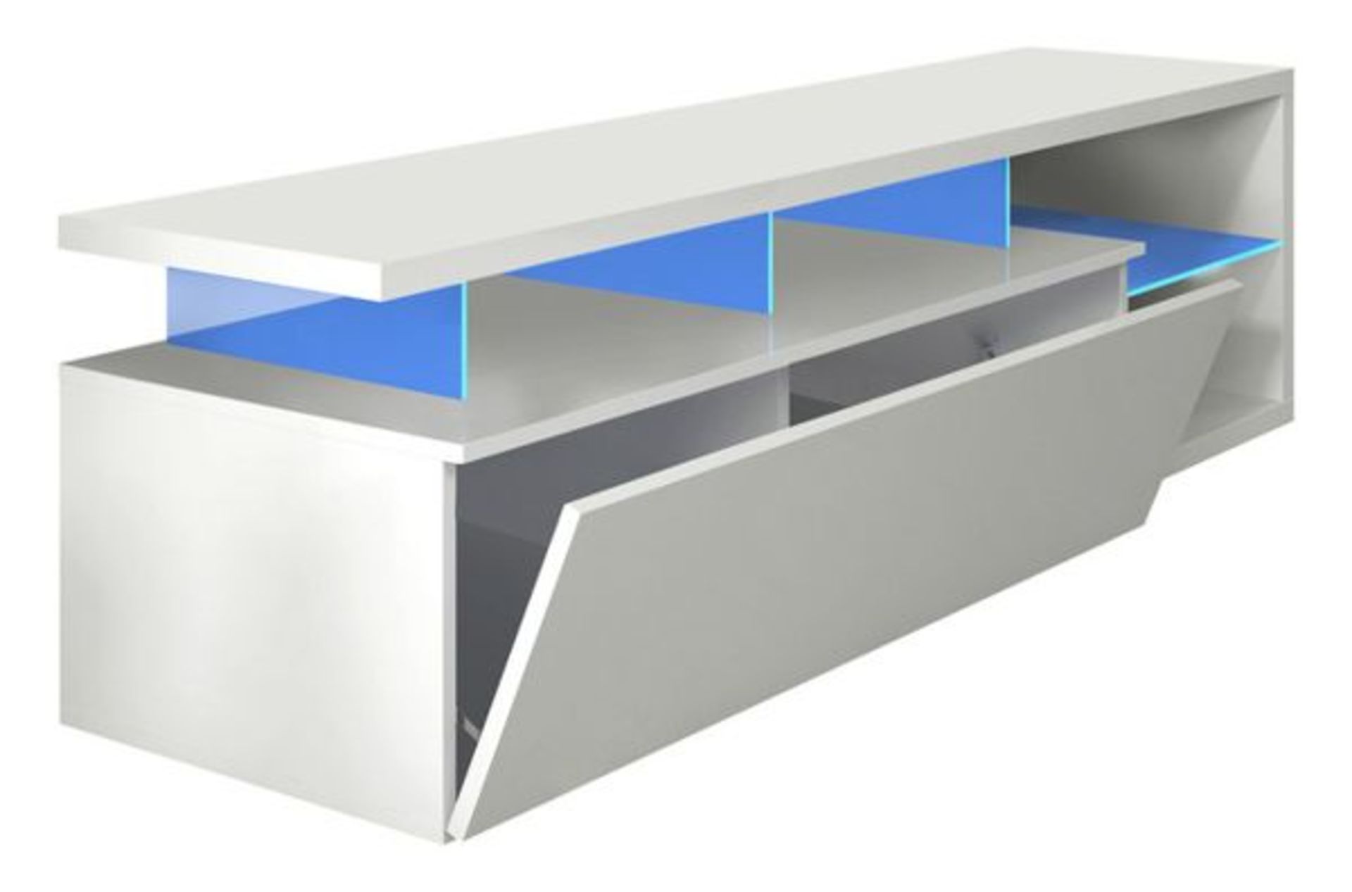 1 GRADE B / RRP £205.00 BOXED WHITE BLUE TECH TV CABINET