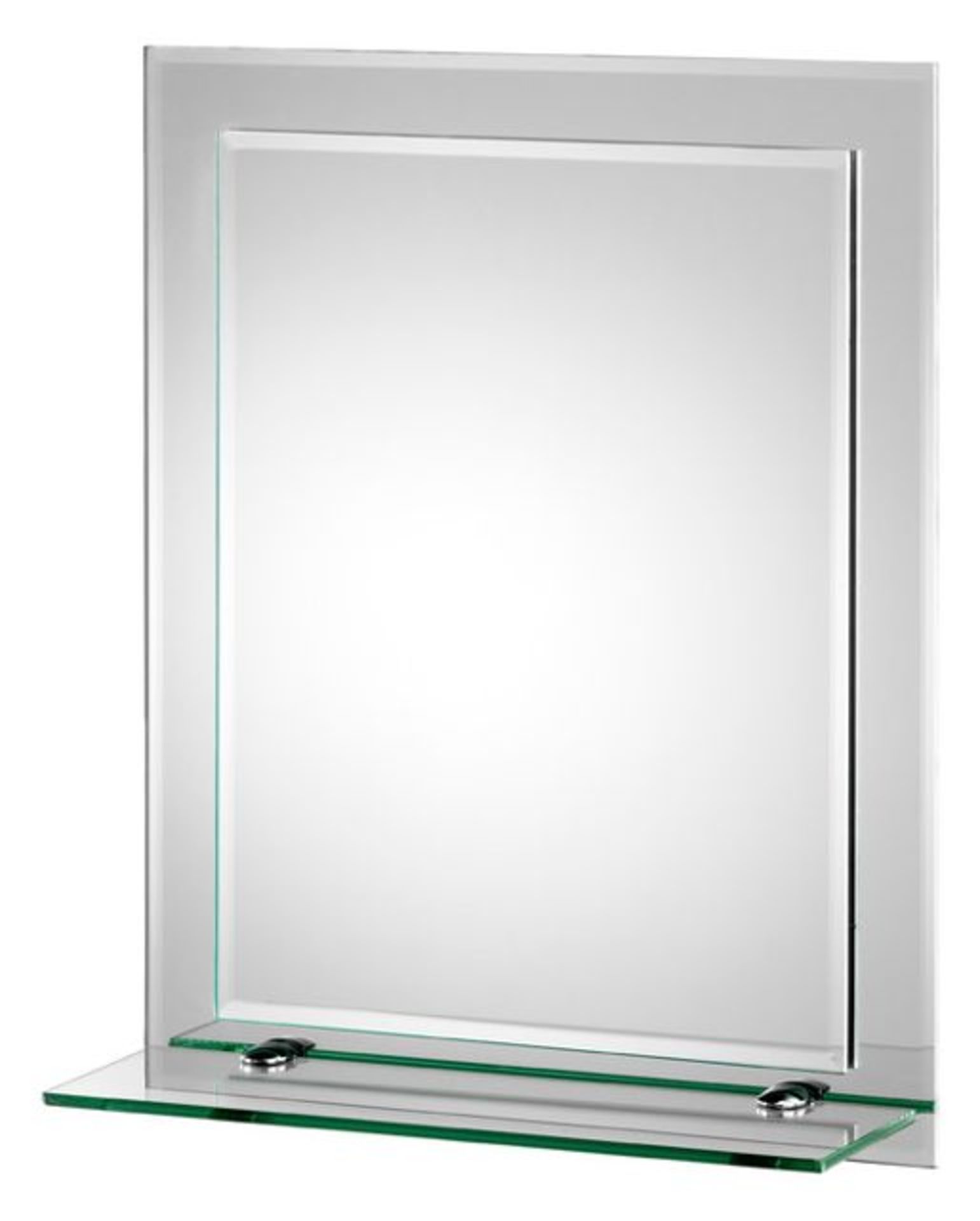 1 GRADE A / RRP £56.66 BOXED RYDAL RECTANGLE DOUBLE LAYER BATHROOM MIRROR WITH SHELF (50x40cm)