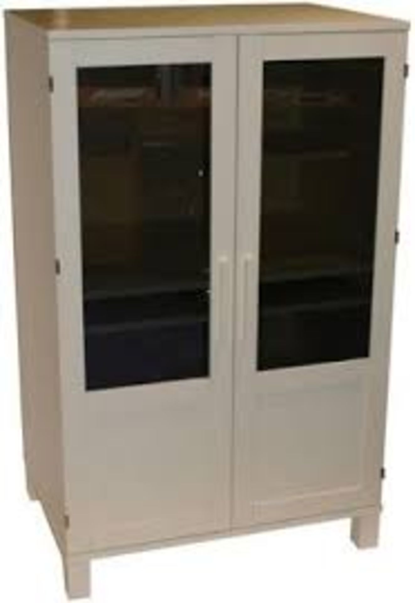 1 BOXED RRP £250.00 ALPHASON NEW ENGLAND WHITE AND GREY GLASS HIDEAWAY CABINET (VIEWING AVAILABLE)