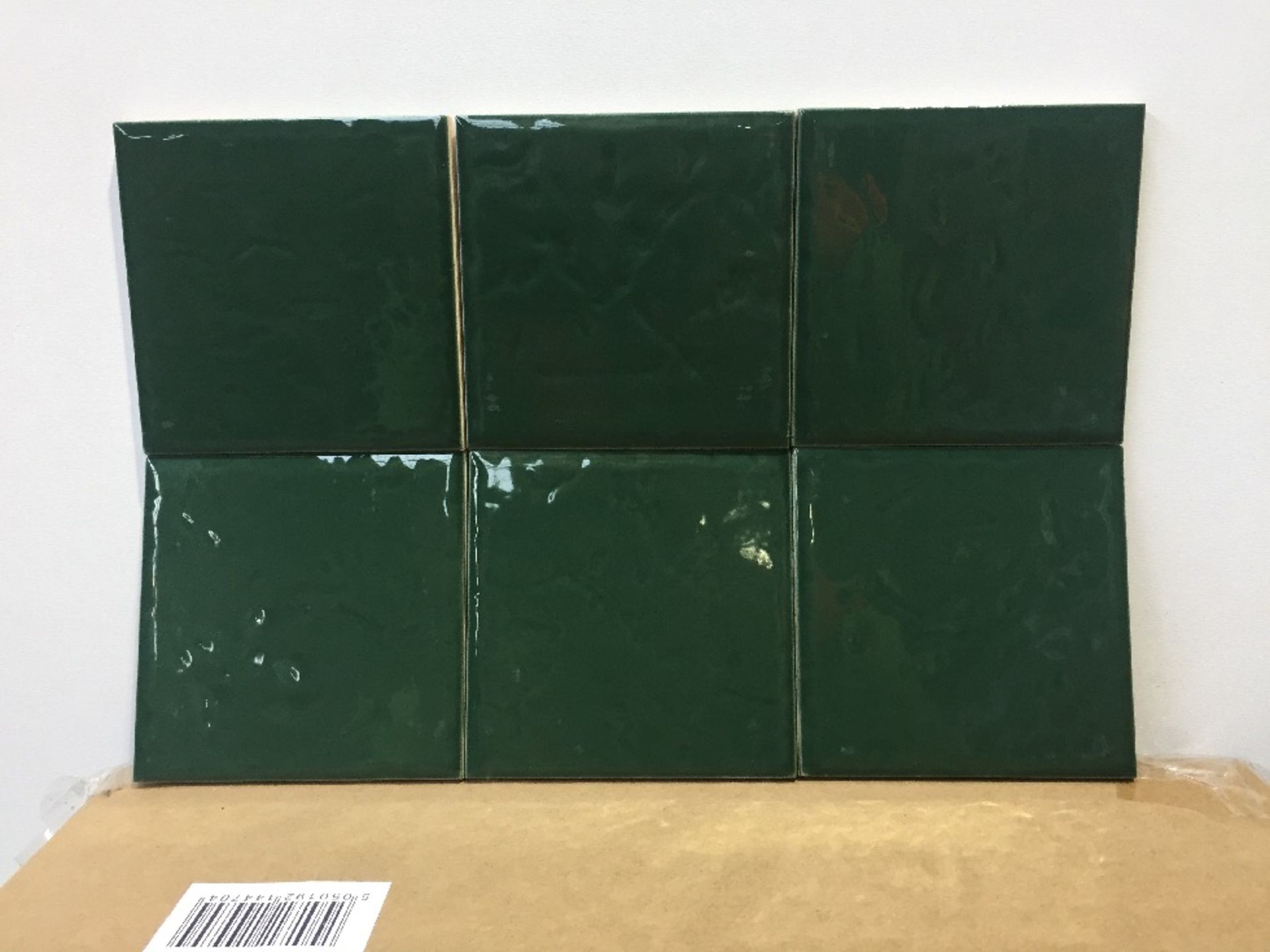 4 BRAND NEW BOXES OF JOHNSONS BATHROOM TILES IN COTSWOLD BOTTLE GREEN, 25 TILES TO A BOX, 10CM X