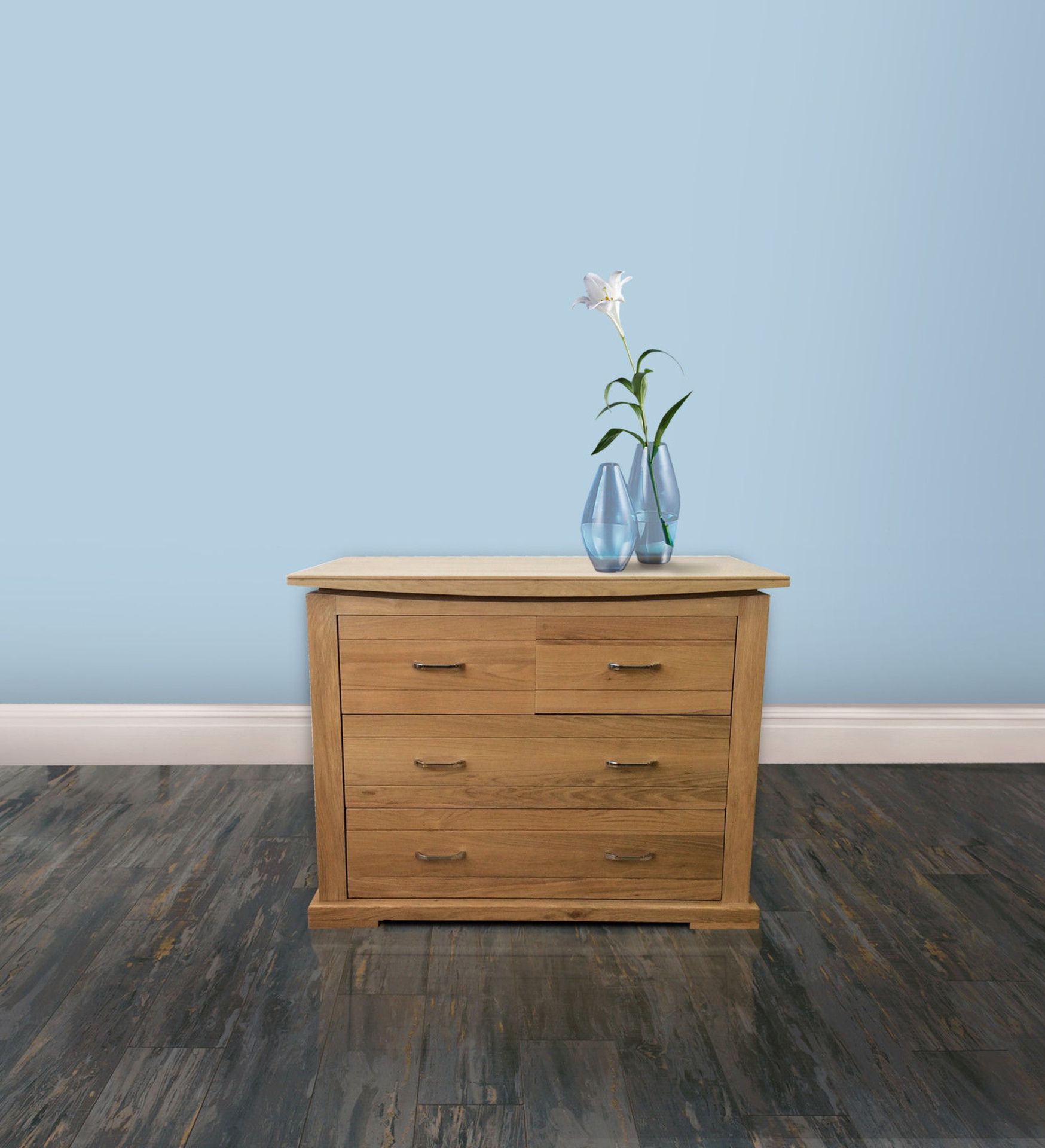 1 BRAND NEW BOXED RRP £399.99 MATLOCK 2+2 CHEST OF DRAWERS IN SOLID OAK (ASSEMBLED IN BOX)