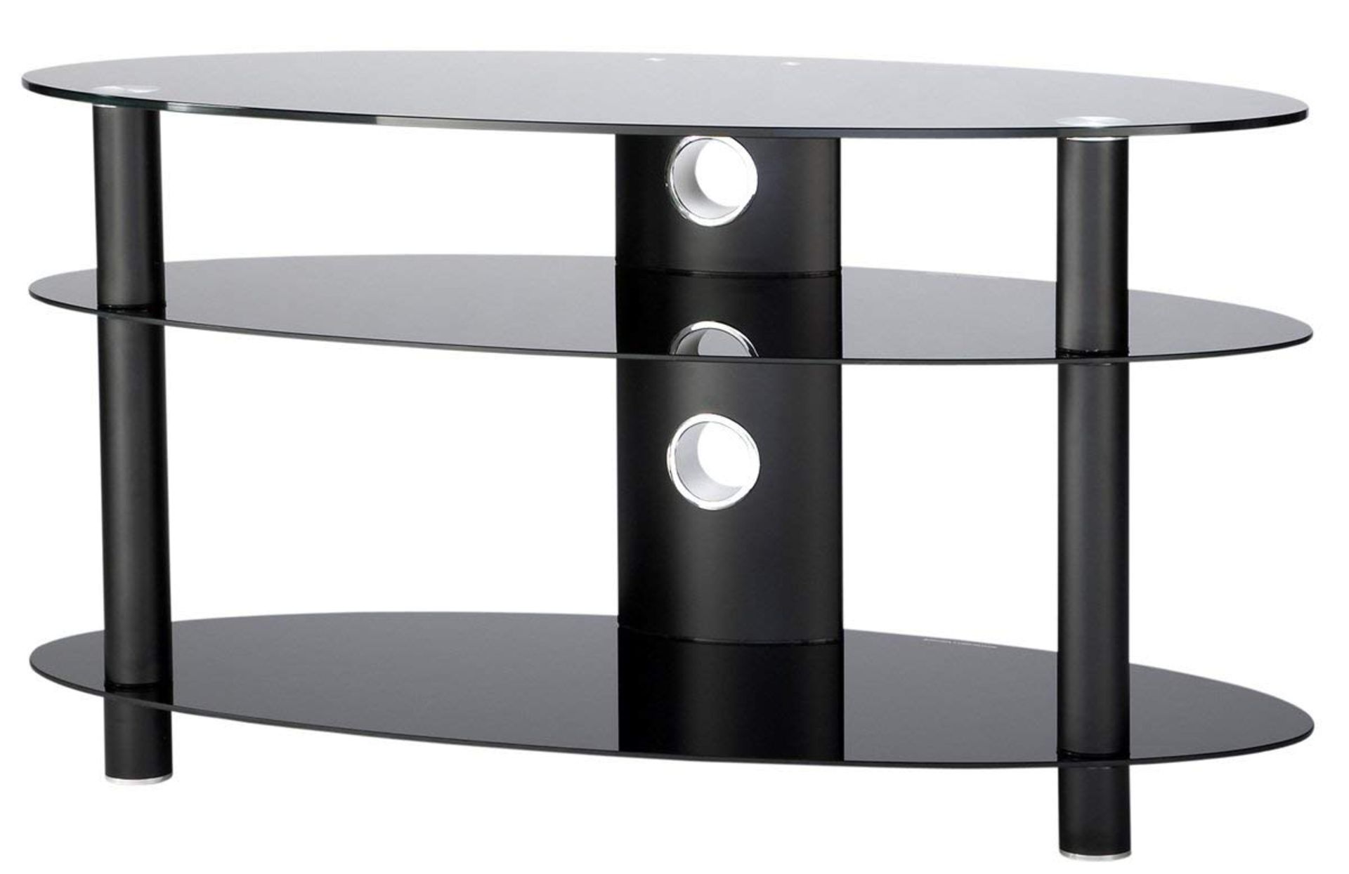 1 AS NEW BOXED ALPHASON BLACK CURVED GLASS TV STAND