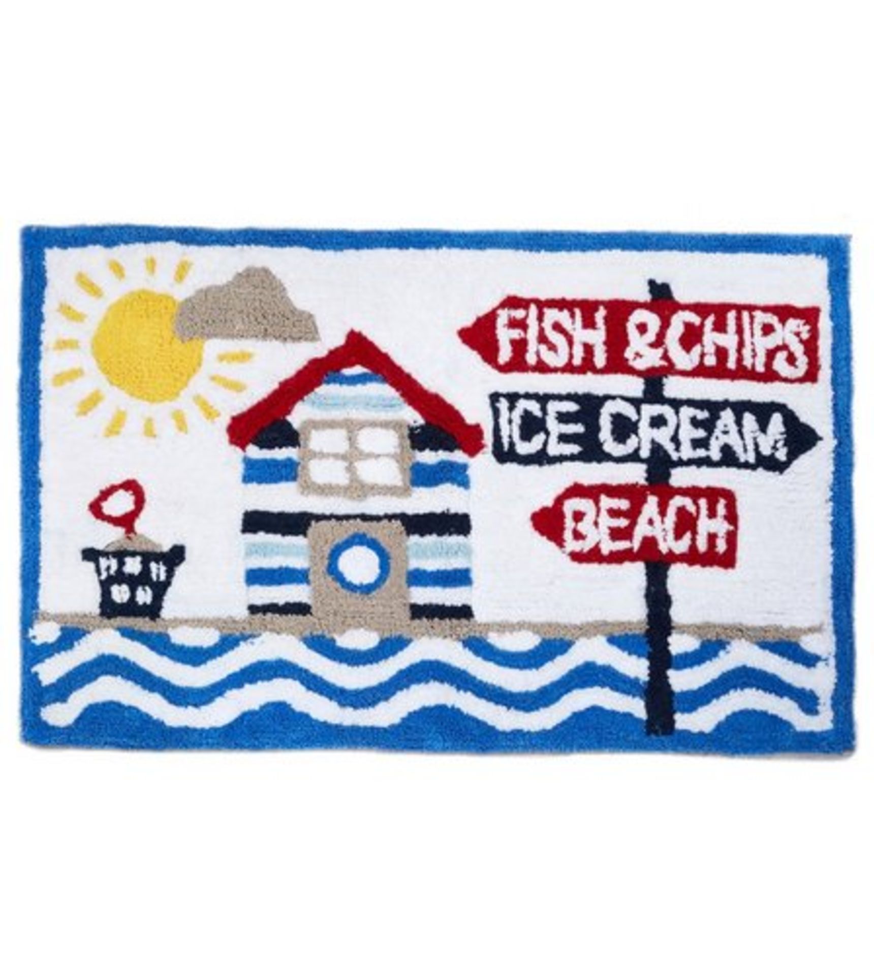 1 AS NEW SEASIDE SCENE TUFTED BATHMAT (VIEWING AVAILABLE)