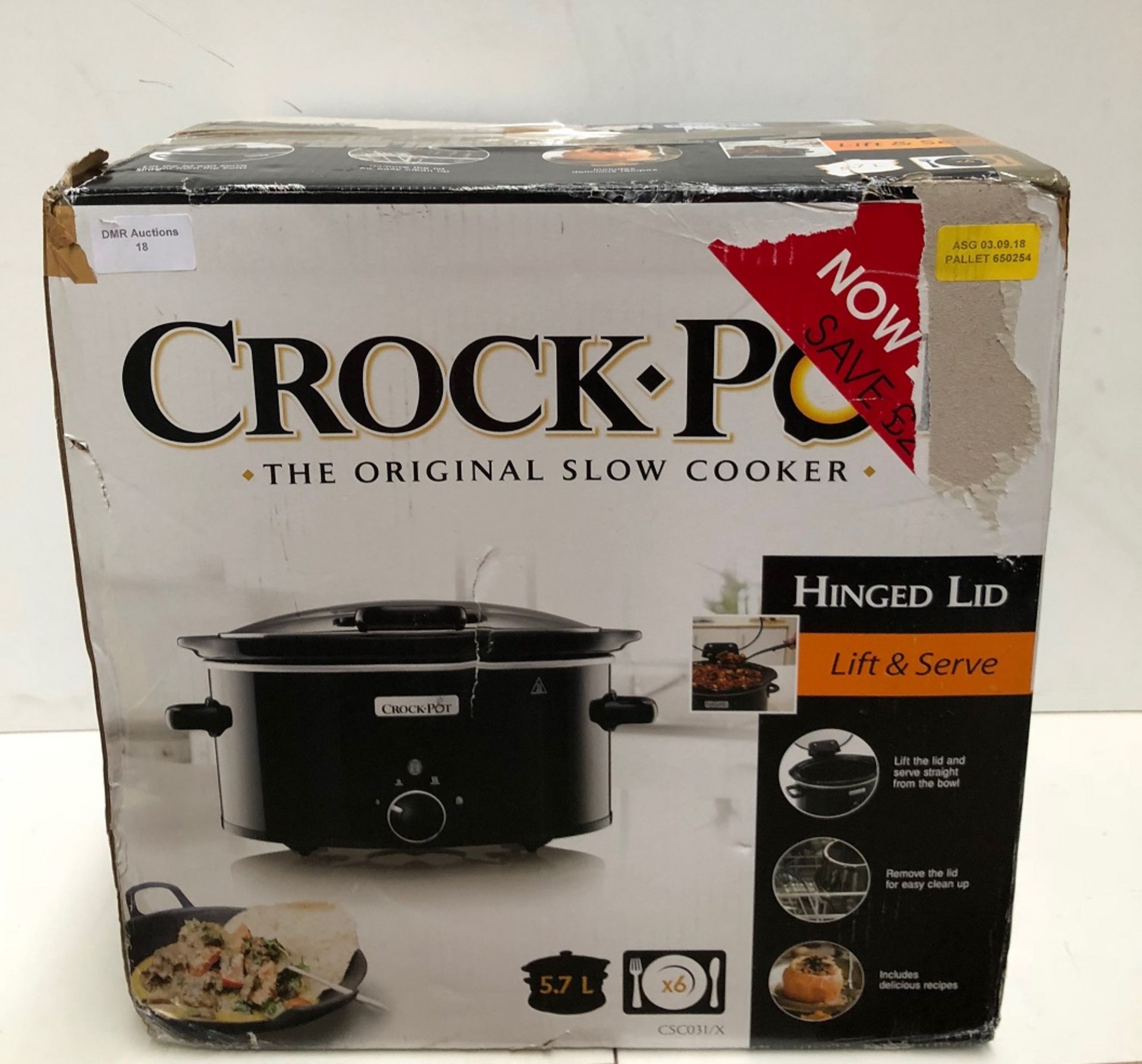 1 / CROCK-POT SLOW COOKER RRP £45 / ASG 03.09.18 PALLET 650234 (VIEWING HIGHLY RECOMMENDED)