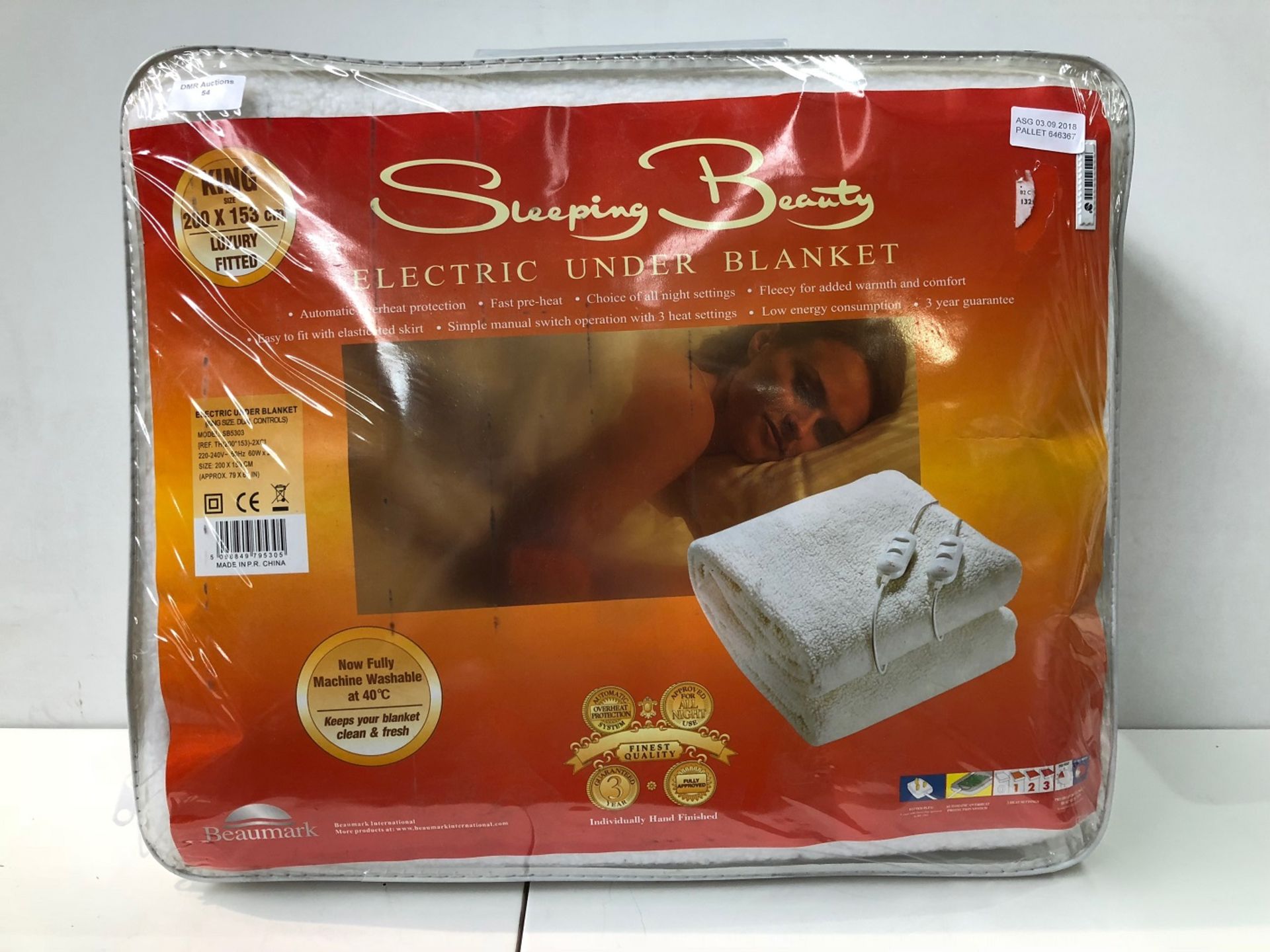 1 / SLEEPING BEAUTY ELECTRIC UNDER BLANKET RRP £45 / ASG 03.09.18 PALLET 646367 (VIEWING HIGHLY