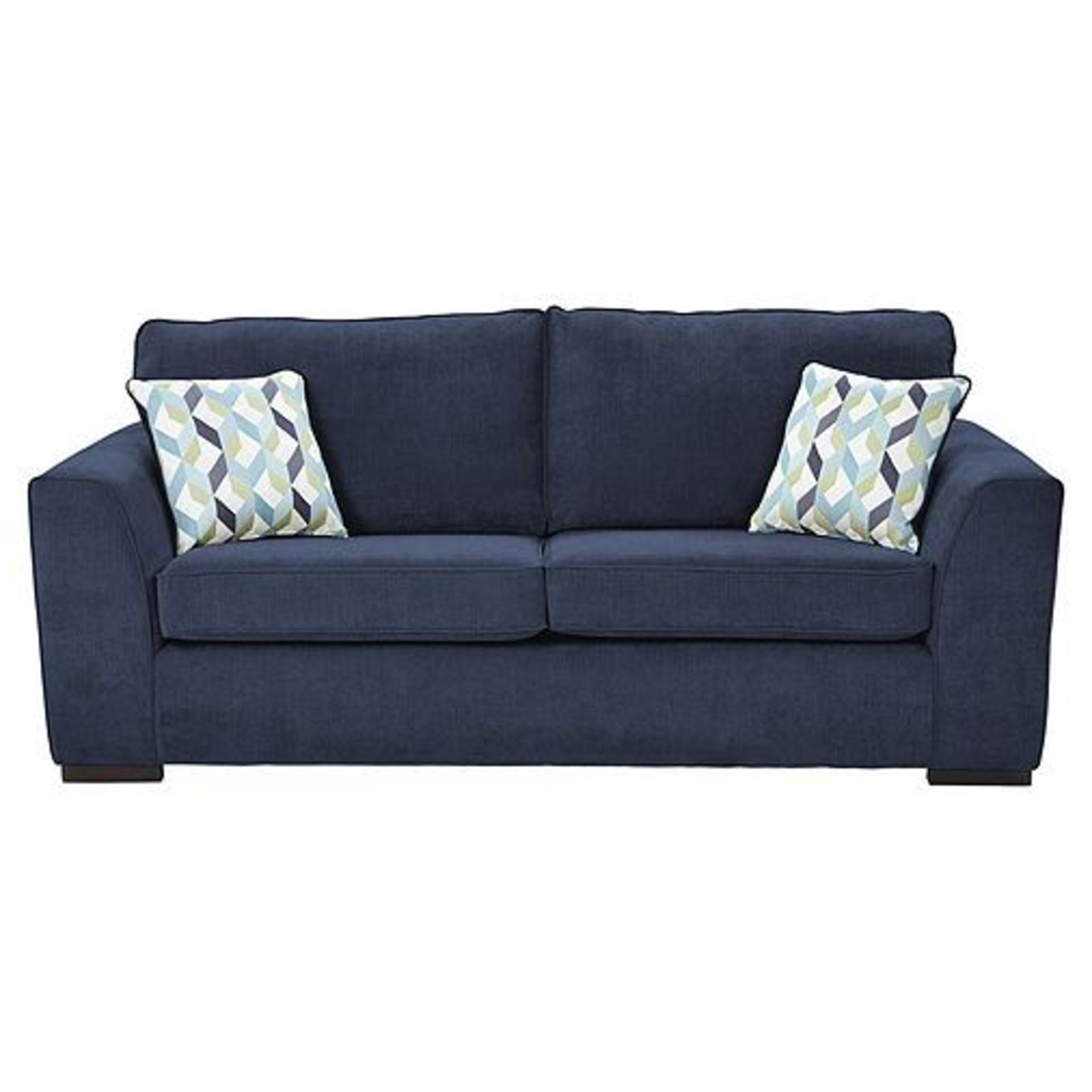 1 BRAND NEW BAGGED BOSTON MEDIUM 2.5 SEATER SOFA IN NAVY / 42592 (VIEWING HIGHLY RECOMMENDED)