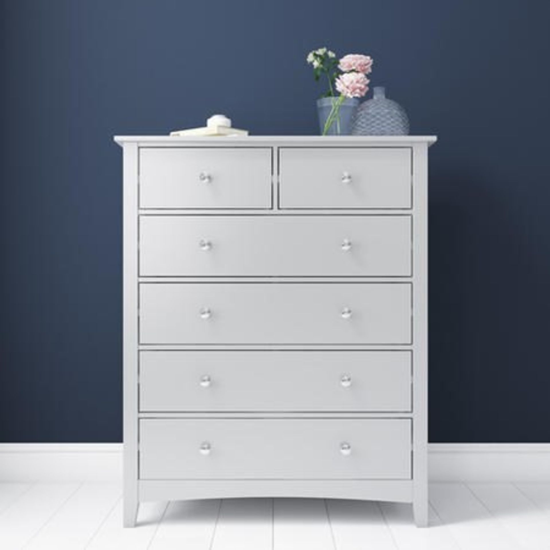 1 GRADE B BOXED FINCH 2+4 DRAWER CHEST IN LIGHT GREY / RRP £230.00 (VIEWING HIGHLY RECOMMENDED)