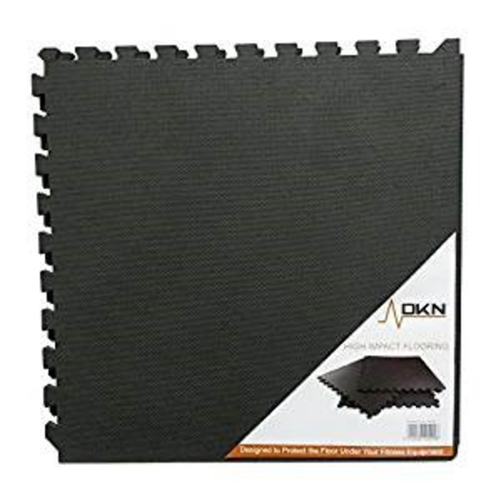 1 GRADE A PACKAGED DKN HIGH IMPACT INTERLOCKING FLOOR IN BLACK / RRP £44.99 (VIEWING HIGHLY