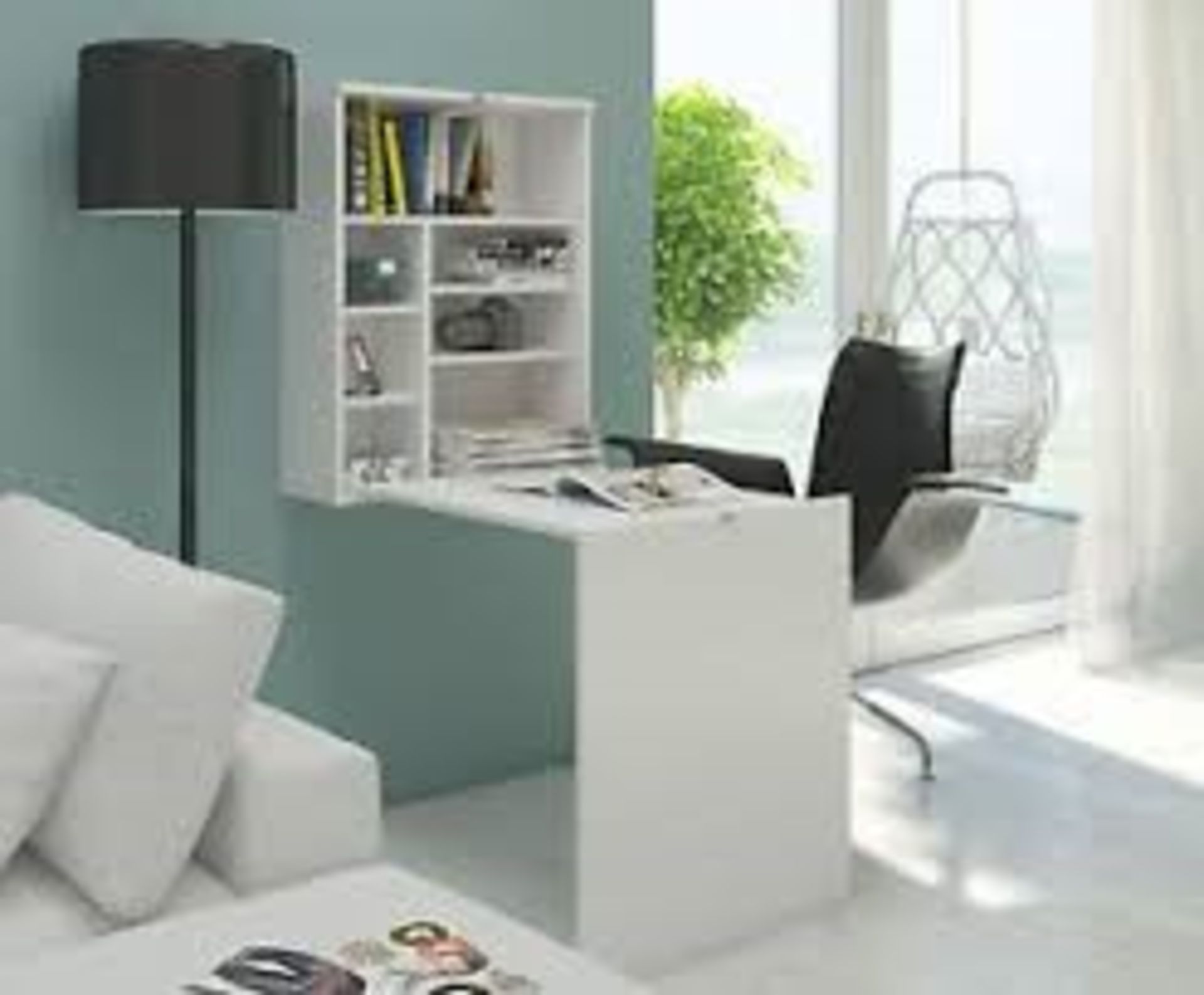 1 BOXED MEBLE HIDE FOLDING DESK IN WHITE (VIEWING HIGHLY RECOMMENDED)