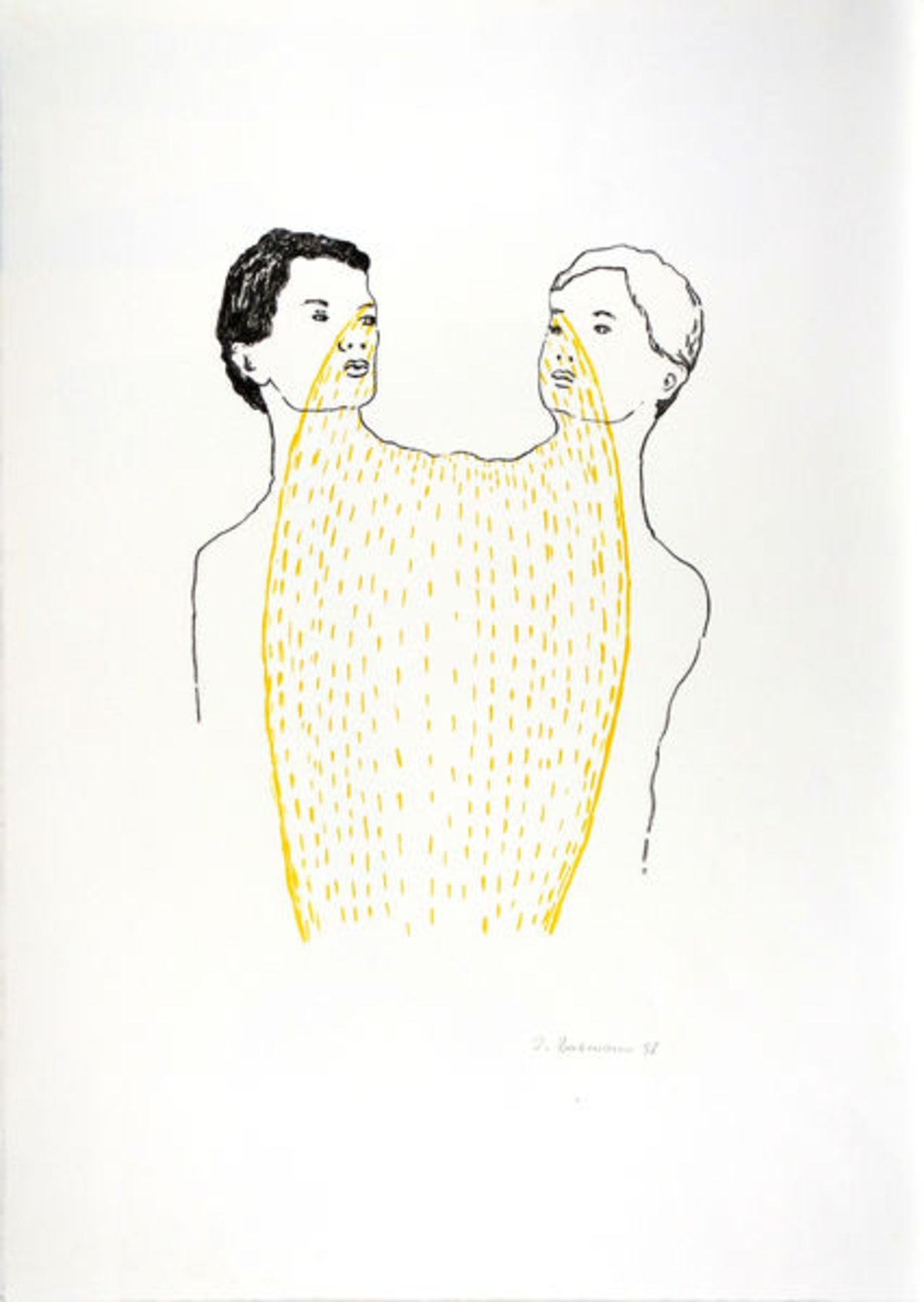 Beckmann, Ingrid Farblithographie auf Bütten, 32,2 x 22,8 cm Siamesen (1998) Signiert und datiert.