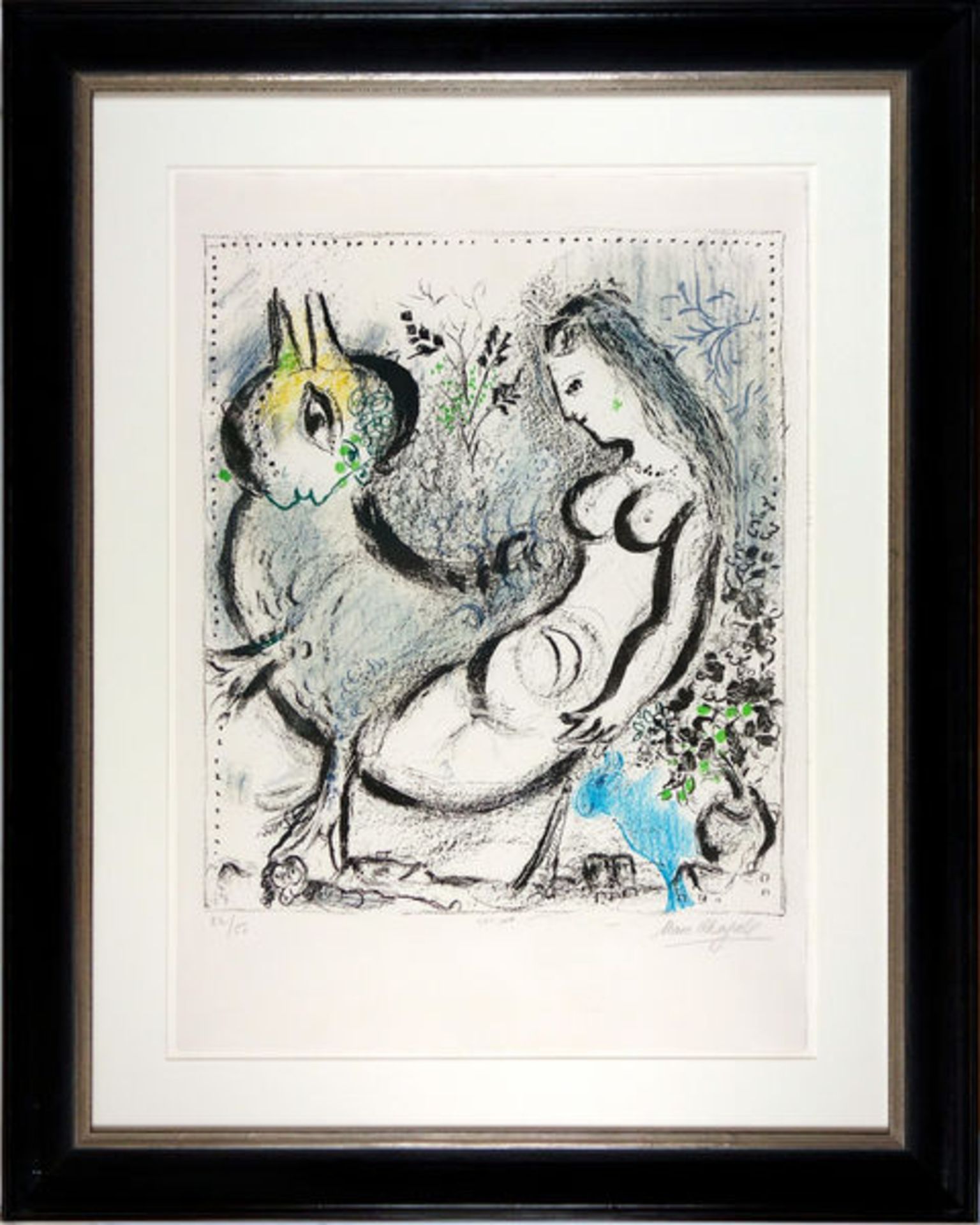 Chagall, Marc Farblithographie auf Arches Bütten, 58,7 x 50,3 cm Die blaue Nymphe (1962) Mourlot - Bild 2 aus 2