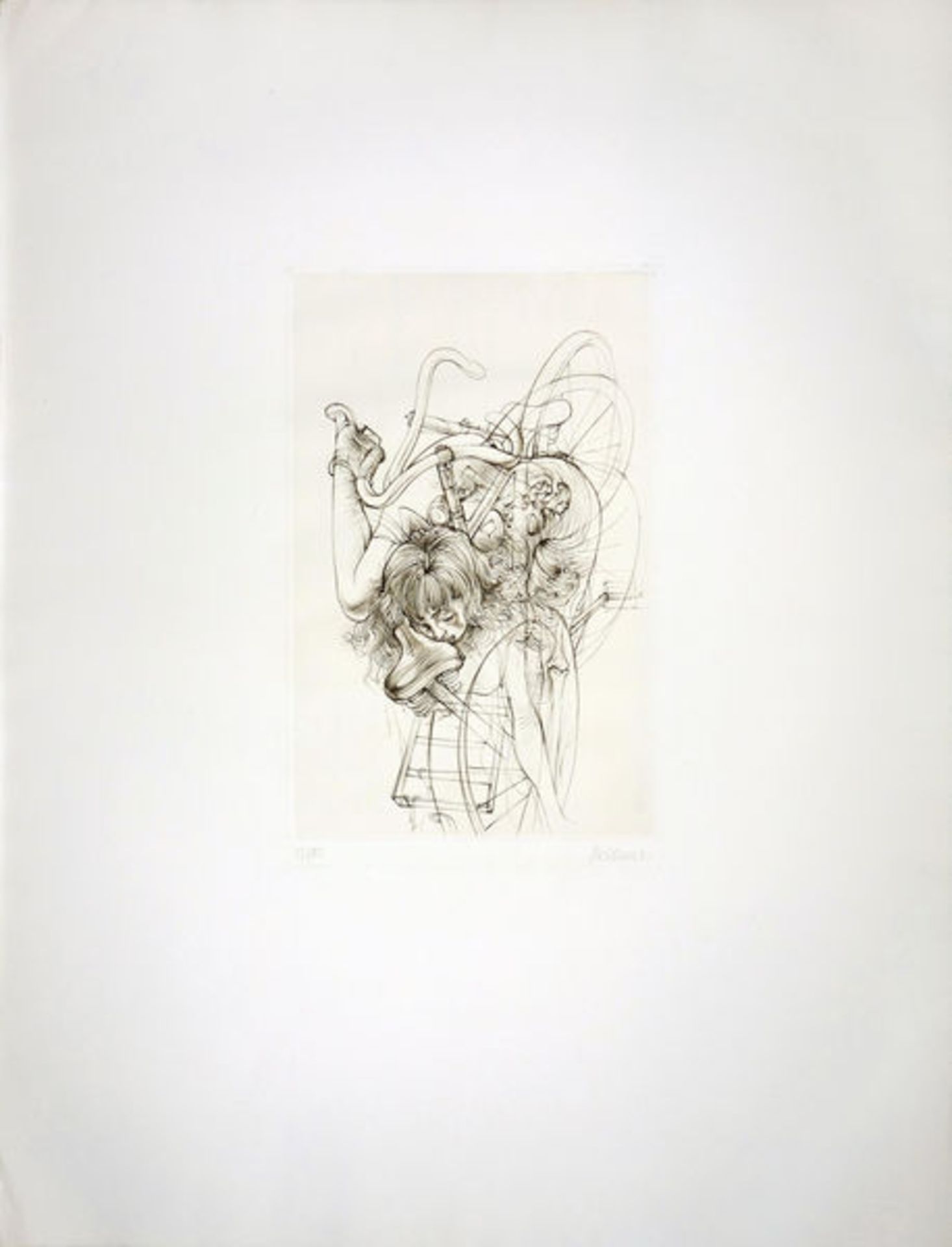 Bellmer, Hans Kupferstich auf Arches Bütten, 29,7 x 19 cm Ohne Titel (1974) Signiert. Nummeriert "