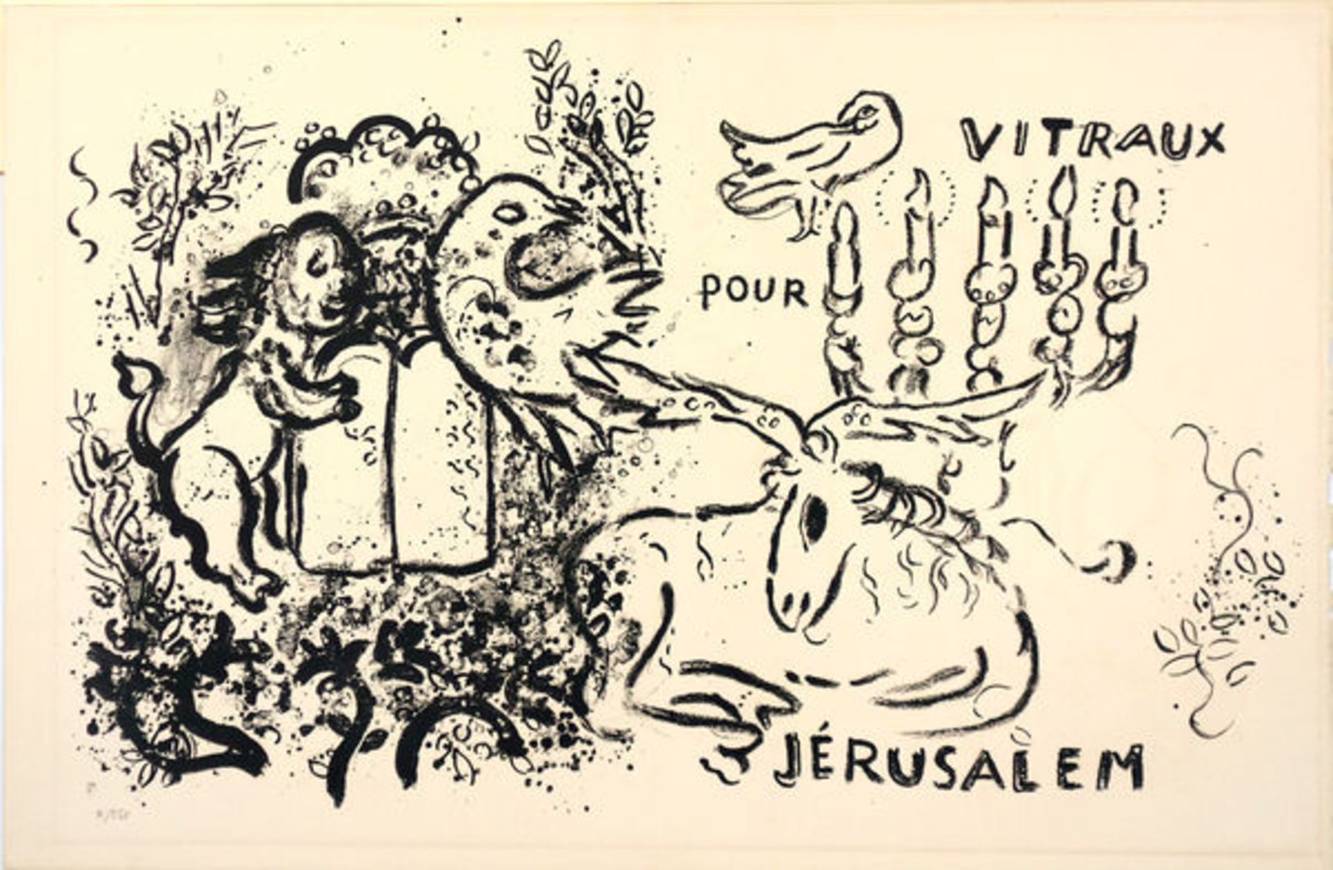 Chagall, Marc Lithographie in Schwarz auf Bütten mit Mittelfalz, 32,5 x 51,5 cm Titelblatt und