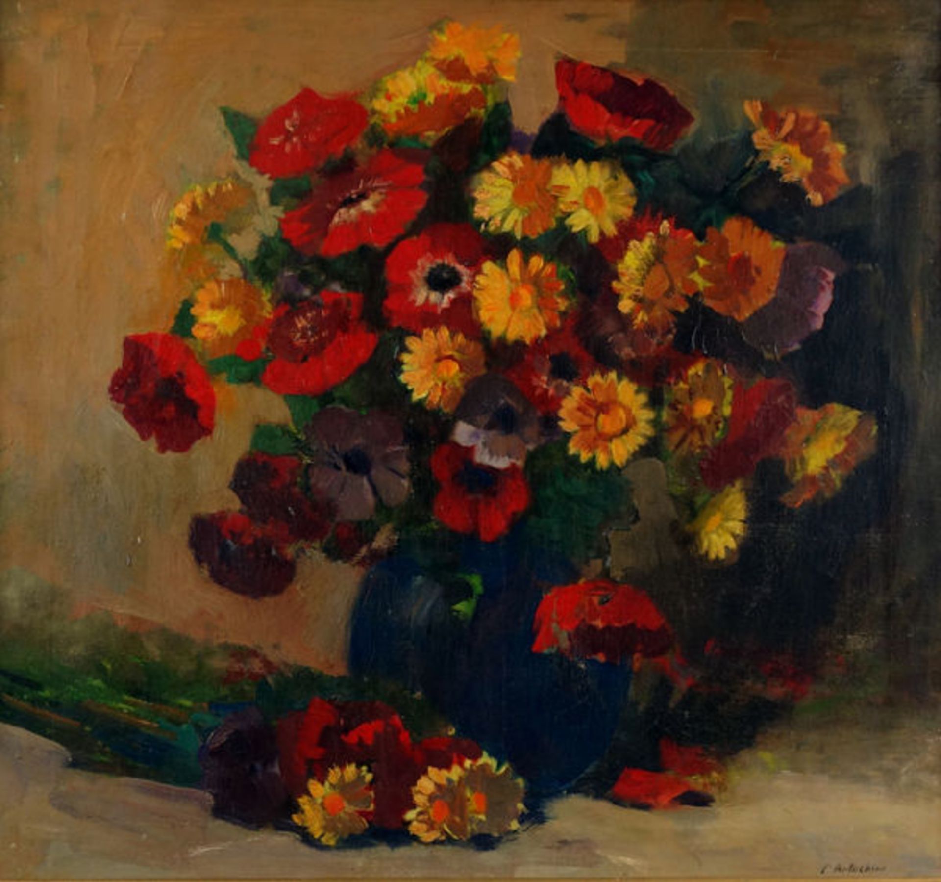 Artachino, Constantin Öl auf Leinwand auf Keilrahmen befestigt, 52 x 56 cm Blumenstillleben