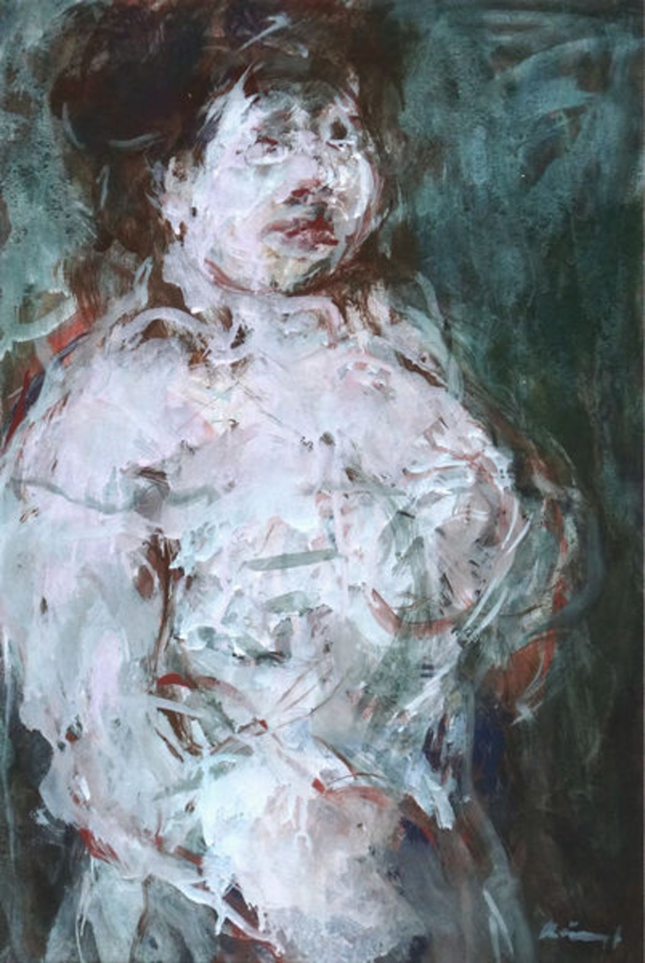 Kämpf, Max Gouache auf Papier, 46 x 31,2 cm Weiblicher Akt Signiert. In den Ecken Löchlein von