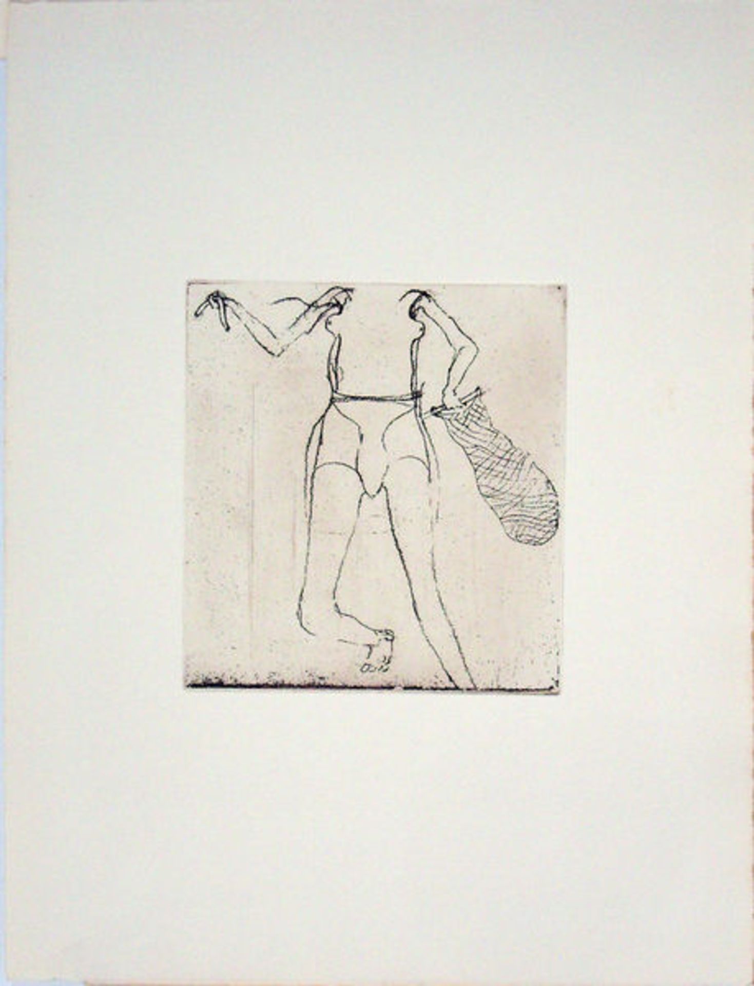 Beuys, JosephRadierung auf Bütten, 17 x 16 cmTaucherin (1982)Schellmann 433. Mit dem Prägestempel "
