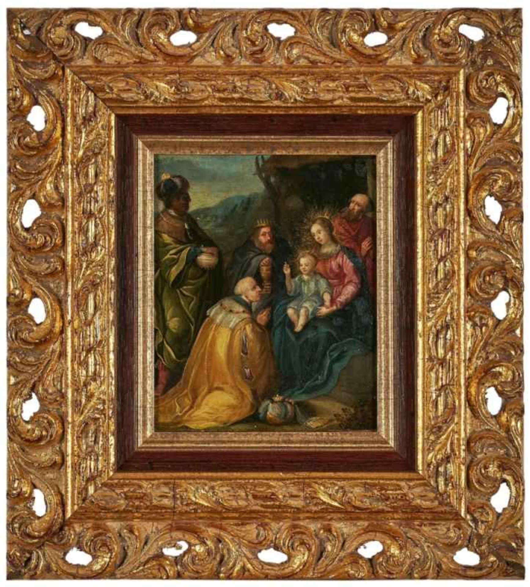 Gemälde Frans Francken d. Jüngere, zugeschrieben 1581 Antwerpen - 1642 Antwerpen "Anbetung des - Image 2 of 2