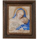 Tempera und Goldfarbe Norditalien wohl 2. Hälfte 16. Jh. "Madonna mit Kind" verso von fremder Hand