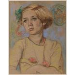 Pastell Monogrammist MR dat. 1919 "Portrait eines jungen Mädchens" 35 x 27 cm