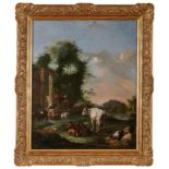 Gemälde Nicolaes Berchem, Nachfolge des 1620 Haarlem - 1683 Amsterdam "Landschaft mit Kühen und