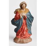 Kl. Barock-Madonna, Italien 18. Jh. Terrakotta, polychrom glasiert, hohl. Stehende Figur auf