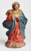 Kl. Barock-Madonna, Italien 18. Jh. Terrakotta, polychrom glasiert, hohl. Stehende Figur auf